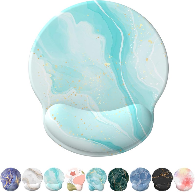 eulps Mouse Pad with Wrist Rest, Comfortable Computer Mousepad with Gel Wrist Support Smooth Surface and Non-Slip PU Base for Pain Relief, Laptop, Office & Home (ICY Blue) - Image 1